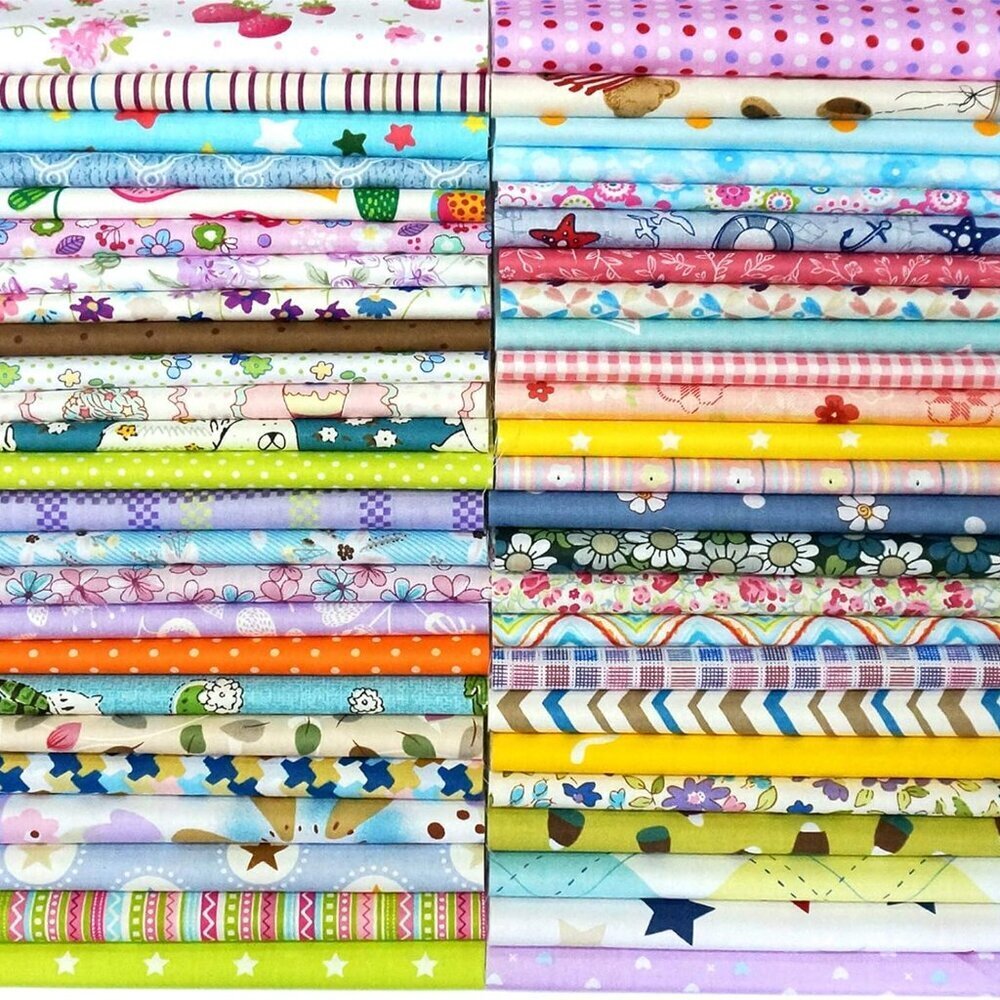 50 pcs 8x8 inch Multicolor Cotton Fabric Squares for Quilting and DIY Craft Proj
